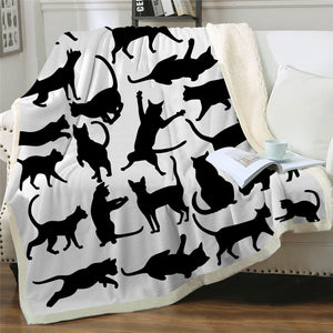 Black Cat Sherpa Fleece Blanket - Beddingify