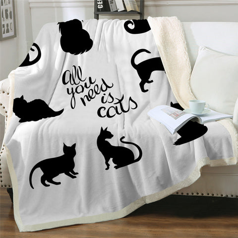 Image of Cute Black Cats Sherpa Fleece Blanket - Beddingify