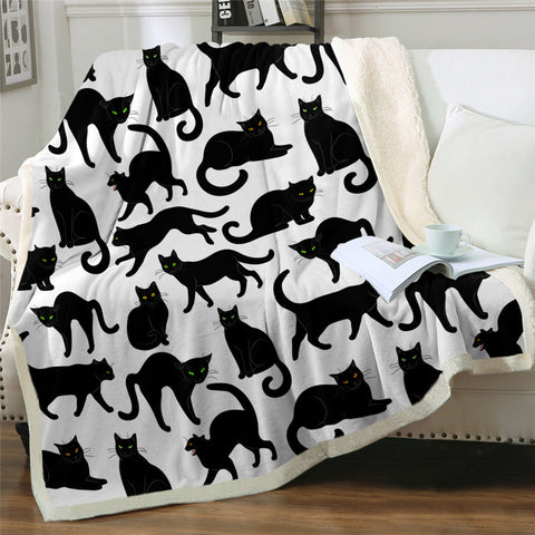 Image of Black Cats Sherpa Fleece Blanket - Beddingify