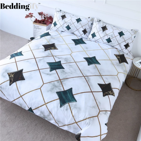Image of Marble Geometric Comforter Set - Beddingify