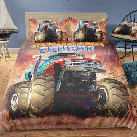 Image of Monster Truck Comforter Set For Boys - Beddingify