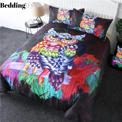 Image of Colorful Owl Comforter Set - Beddingify