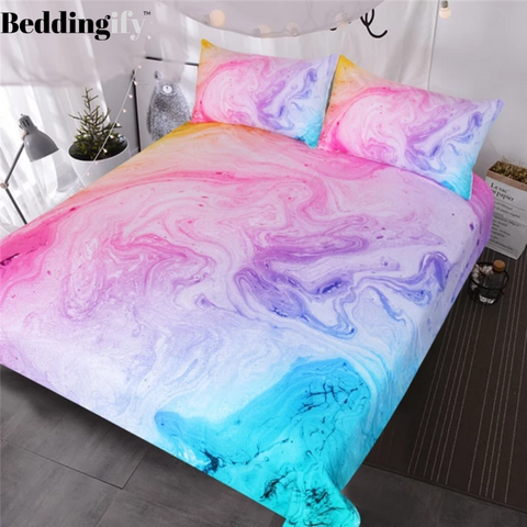 Image of Pastel Colorful Marble Comforter Set - Beddingify