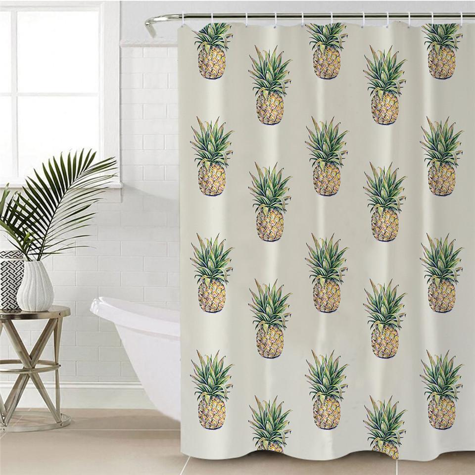 Plain Pineapple Pattern Shower Curtain