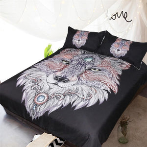 Tattoo Head Wolf Comforter Set - Beddingify