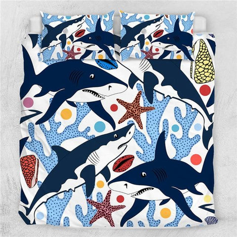 Image of Cartoon Shark Comforter Set - Beddingify