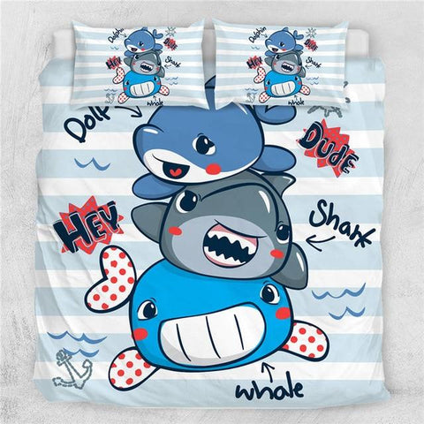 Image of Baby Cartoon Shark Comforter Set - Beddingify