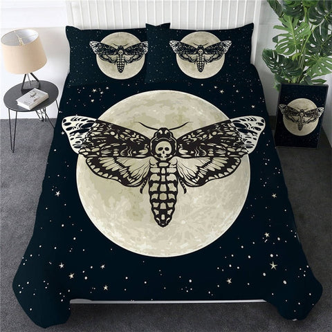 Image of Moth Gothic Skull Bedding Set - Beddingify