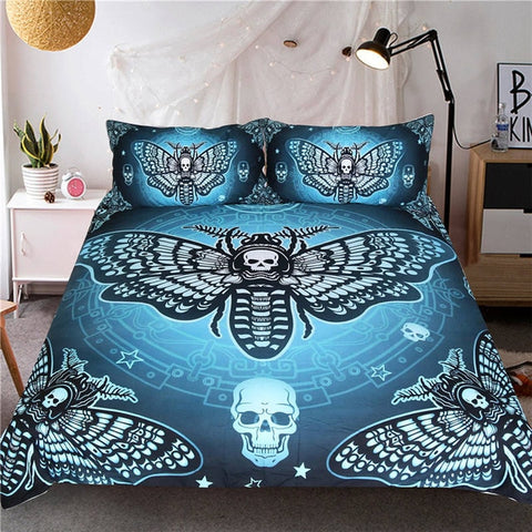 Image of Moth Gothic Skull Bedding Set - Beddingify