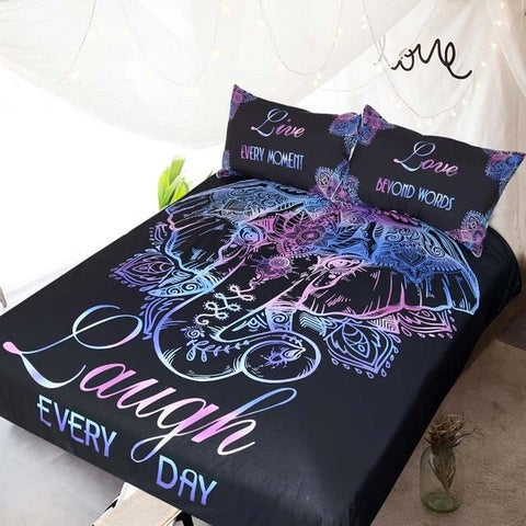 Image of Glowing Elephant Comforter Set - Beddingify