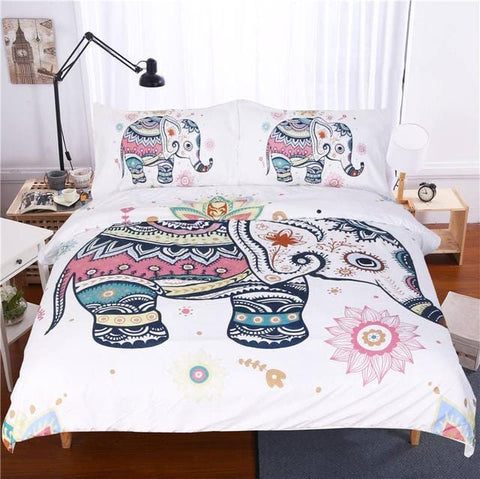 Image of Rainbow Mandala Elephant Bedding Set - Beddingify