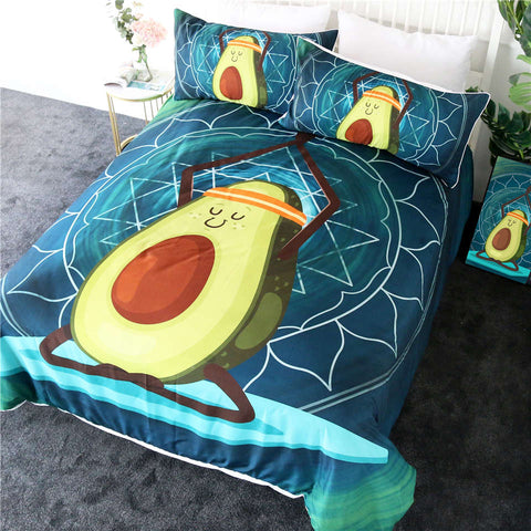 Cartoon Avocado Yoga Bedding Set - Beddingify