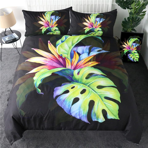 Image of Tropical Green Leaf Comforter Set - Beddingify