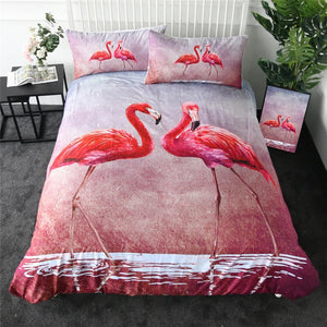Watercolor Flamingos Comforter Set - Beddingify