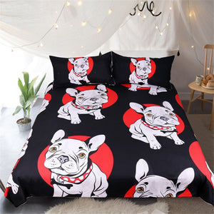Black and Red Pug Dog Bedding Set - Beddingify