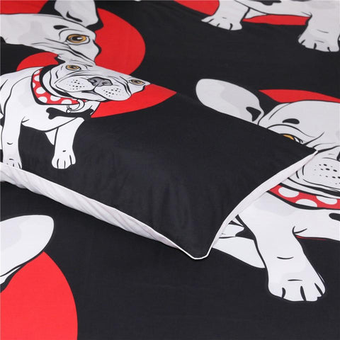 Image of Black and Red Pug Dog Comforter Set - Beddingify