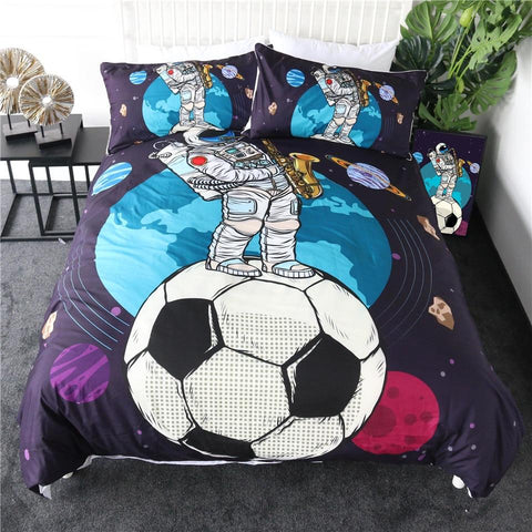 Image of Astronaut With Football Comforter Set - Beddingify