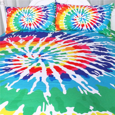 Image of Rainbow Tie Dye Comforter Set - Beddingify