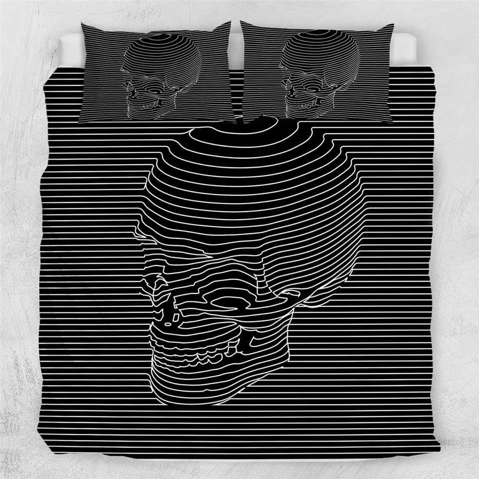 Stripes Skull Gothic Bedding Set - Beddingify