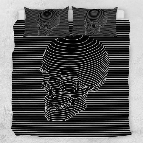Image of Stripes Skull Gothic Bedding Set - Beddingify