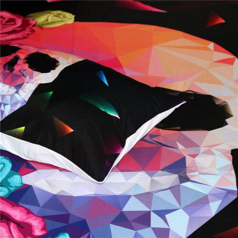 Image of Floral Geometric Skull Comforter Set - Beddingify