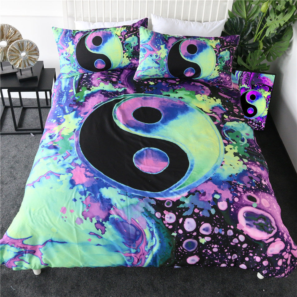 Watercolor Bubbles Yin Yang Bedding Set - Beddingify