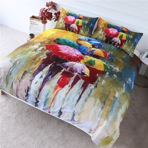 Image of Colored Umbrella Comforter Set - Beddingify