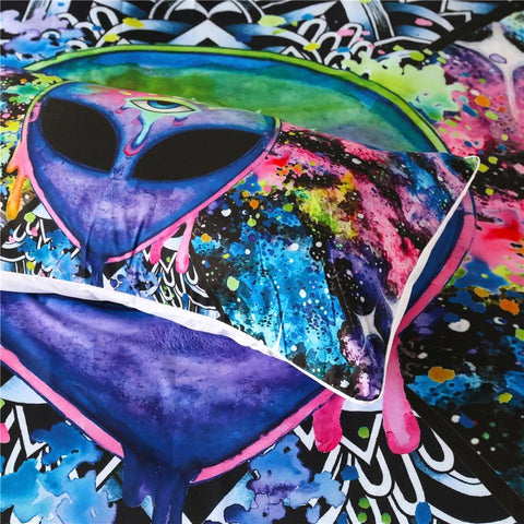 Image of Trippy Watercolor Alien Comforter Set - Beddingify