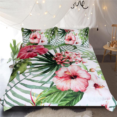 Image of Flowers Leaves Comforter Set - Beddingify