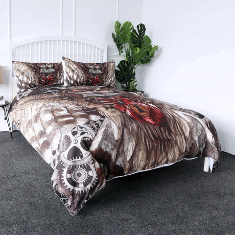 Image of Queen Flying Owl Bedding Set - Beddingify