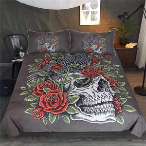 Roses Skull Comforter Set - Beddingify