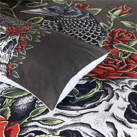 Image of Roses Skull Comforter Set - Beddingify