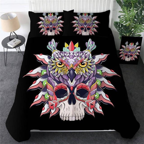 Image of Tribal Owl Skull Comforter set - Beddingify