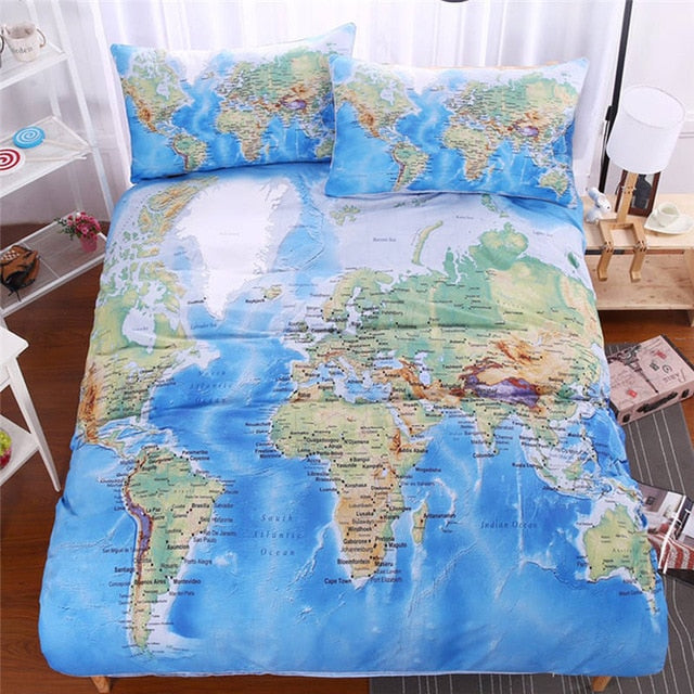 World Map Bedding Set - Beddingify