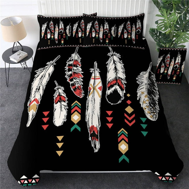 Ethnic Feathers Bohemian Bedding Set - Beddingify