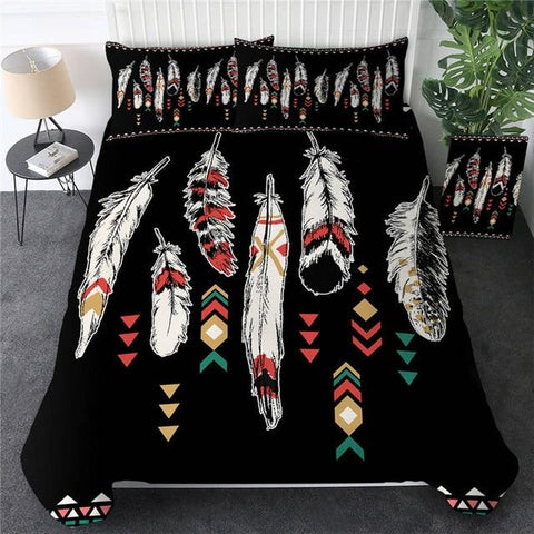 Image of Ethnic Feathers Bohemian Comforter Set - Beddingify