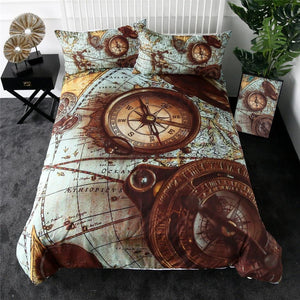 Compass World Map Comforter Set - Beddingify