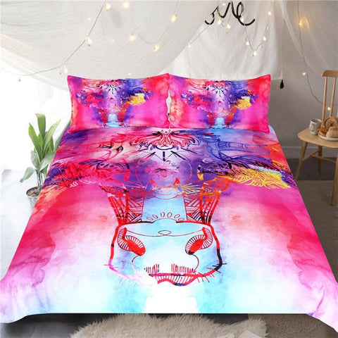 Image of Pink Floral Cow with Sunglasses Comforter Set - Beddingify