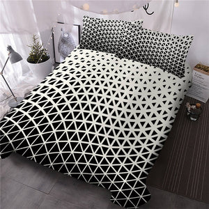 Black White Geometric Pattern Bedding Set - Beddingify