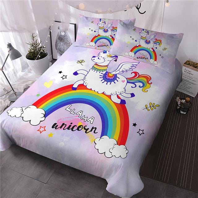 Rainbow Llama Bedding Set - Beddingify