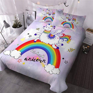 Rainbow Llama Comforter Set - Beddingify