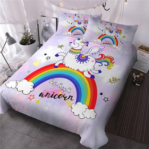 Image of Rainbow Llama Bedding Set - Beddingify