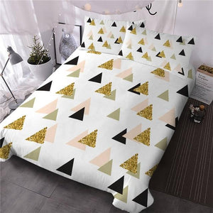 Golden Geometric Comforter Set - Beddingify