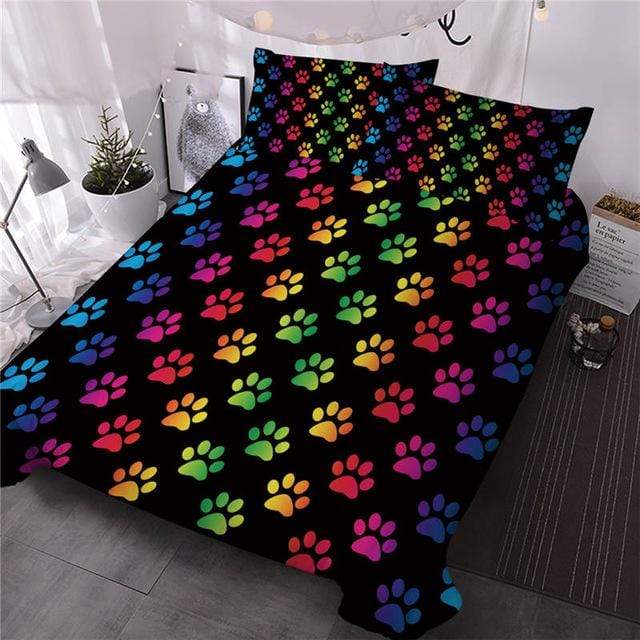 Rainbow Dogs Paw Comforter Set - Beddingify
