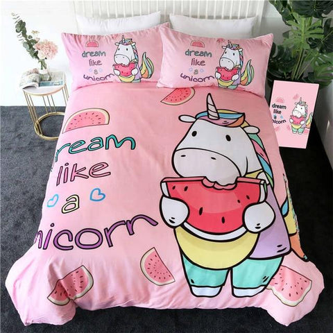 Image of Unicorn Watermelon Comforter Set - Beddingify