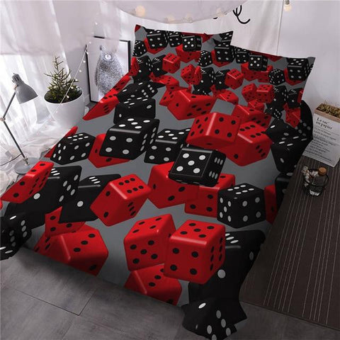Image of Red Black Dice Comforter Set - Beddingify