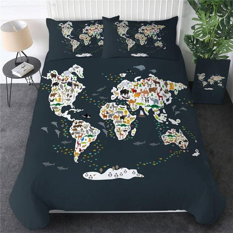 Image of World Map Comforter Set - Beddingify