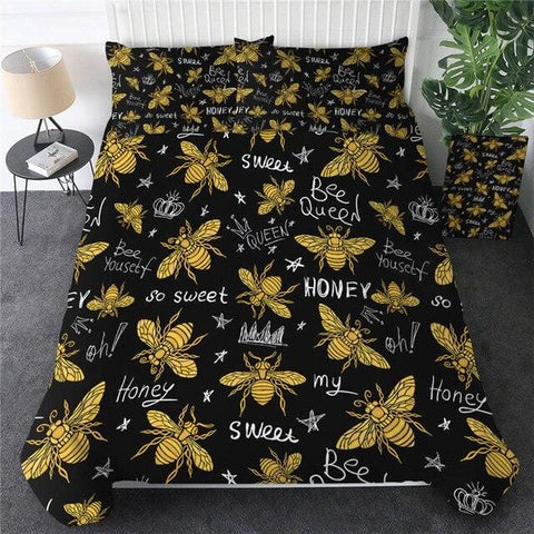 Image of Honey Bee Golden Luxury Bedding Set - Beddingify