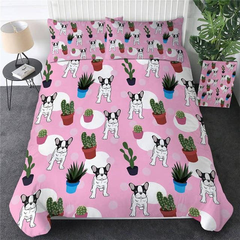 Image of Bulldog Pink Dots Comforter Set - Beddingify