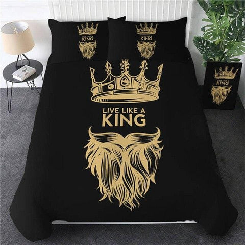 Image of Black Yellow Fashion Crown Bedding Set - Beddingify